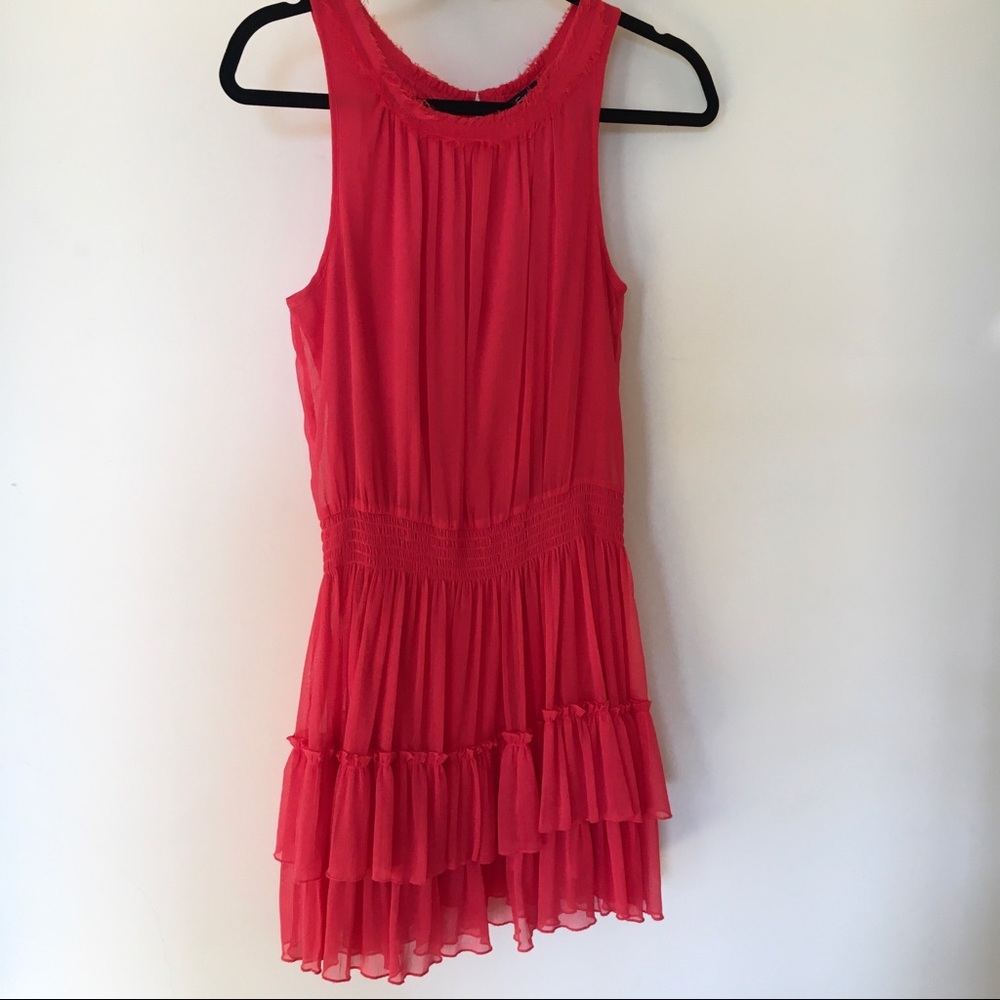 Red flounce mini dress